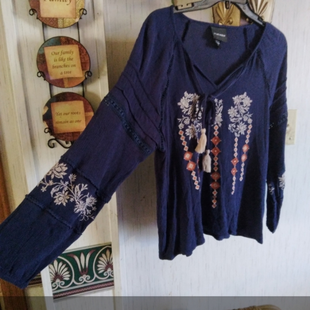 Liv Los Angeles Boho tassel tie blouse